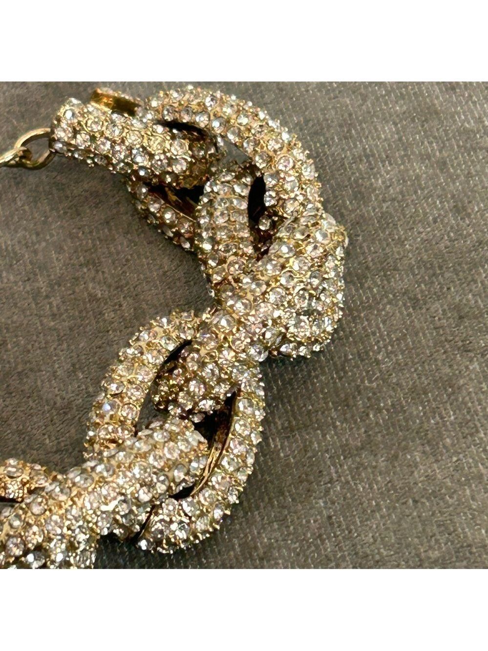 BaubleBar Pave Rhinestone Oval Chain Links Chunky Bracelet - Picture 7 of 9